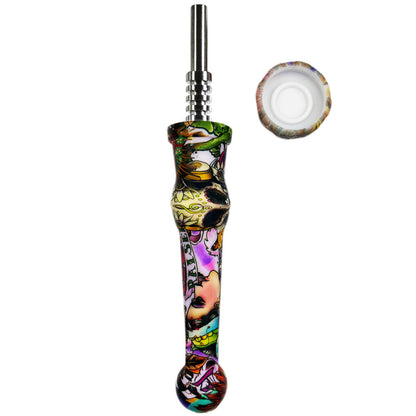 7.5" Sil. Nectar Collector Straw w/ 14mm Nail & Dab Dish - Now Over 20 Prints! [NC-S-7B]