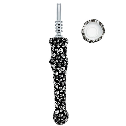 7.5" Sil. Nectar Collector Straw w/ 14mm Quartz Nail & Dab Dish - Now 19 Prints! [NC-S-7B-Q]