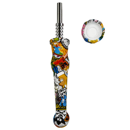 7.5" Sil. Nectar Collector Straw w/ 14mm Nail & Dab Dish - Now Over 20 Prints! [NC-S-7B]
