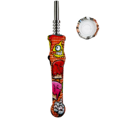 7.5" Sil. Nectar Collector Straw w/ 14mm Nail & Dab Dish - Now Over 20 Prints! [NC-S-7B]