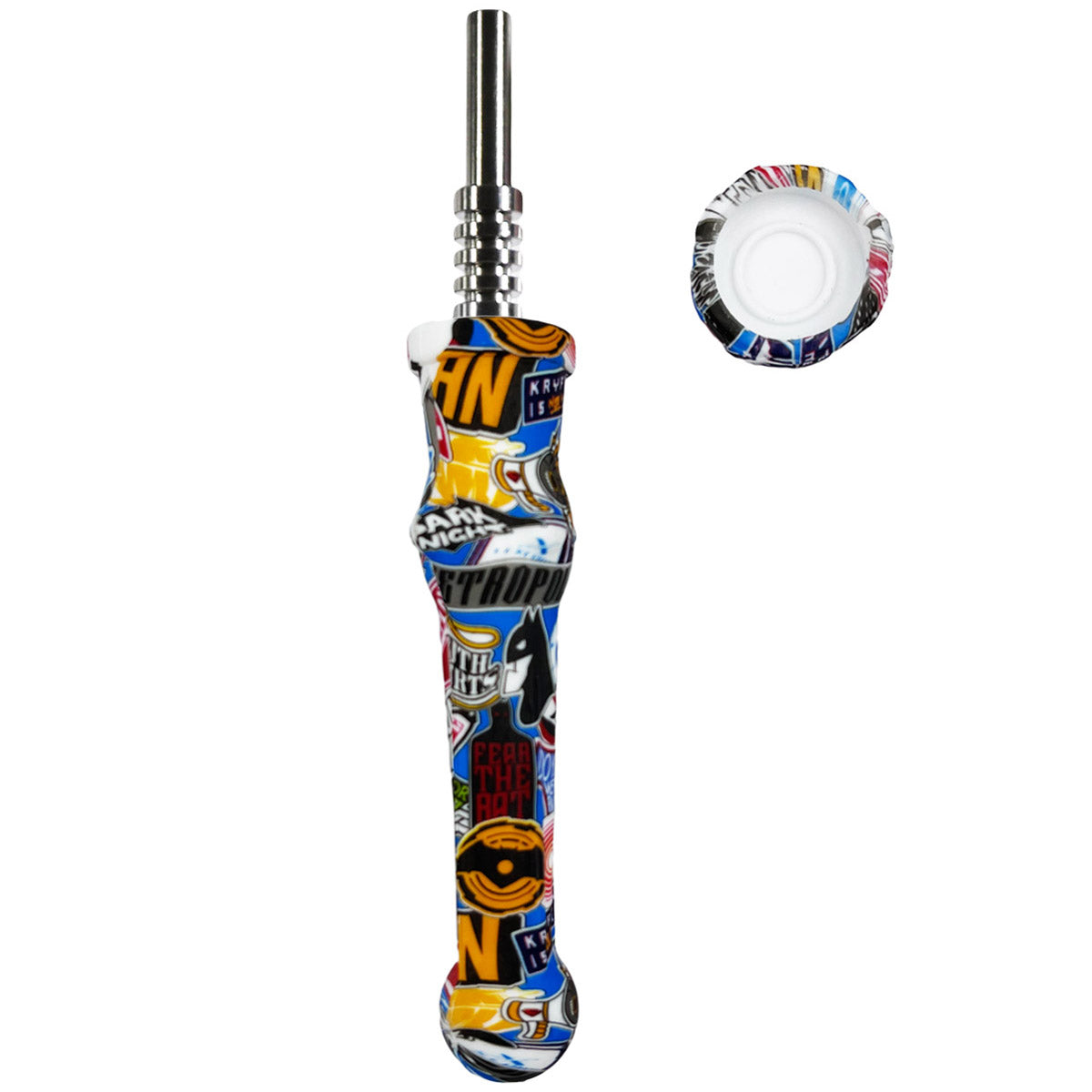 7.5" Sil. Nectar Collector Straw w/ 14mm Nail & Dab Dish - Now Over 20 Prints! [NC-S-7B]
