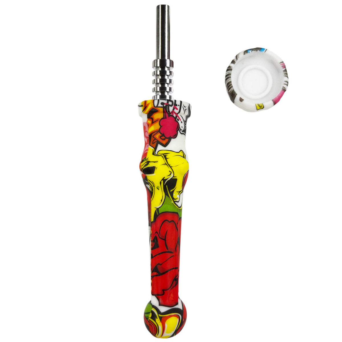 7.5" Sil. Nectar Collector Straw w/ 14mm Nail & Dab Dish - Now Over 20 Prints! [NC-S-7B]