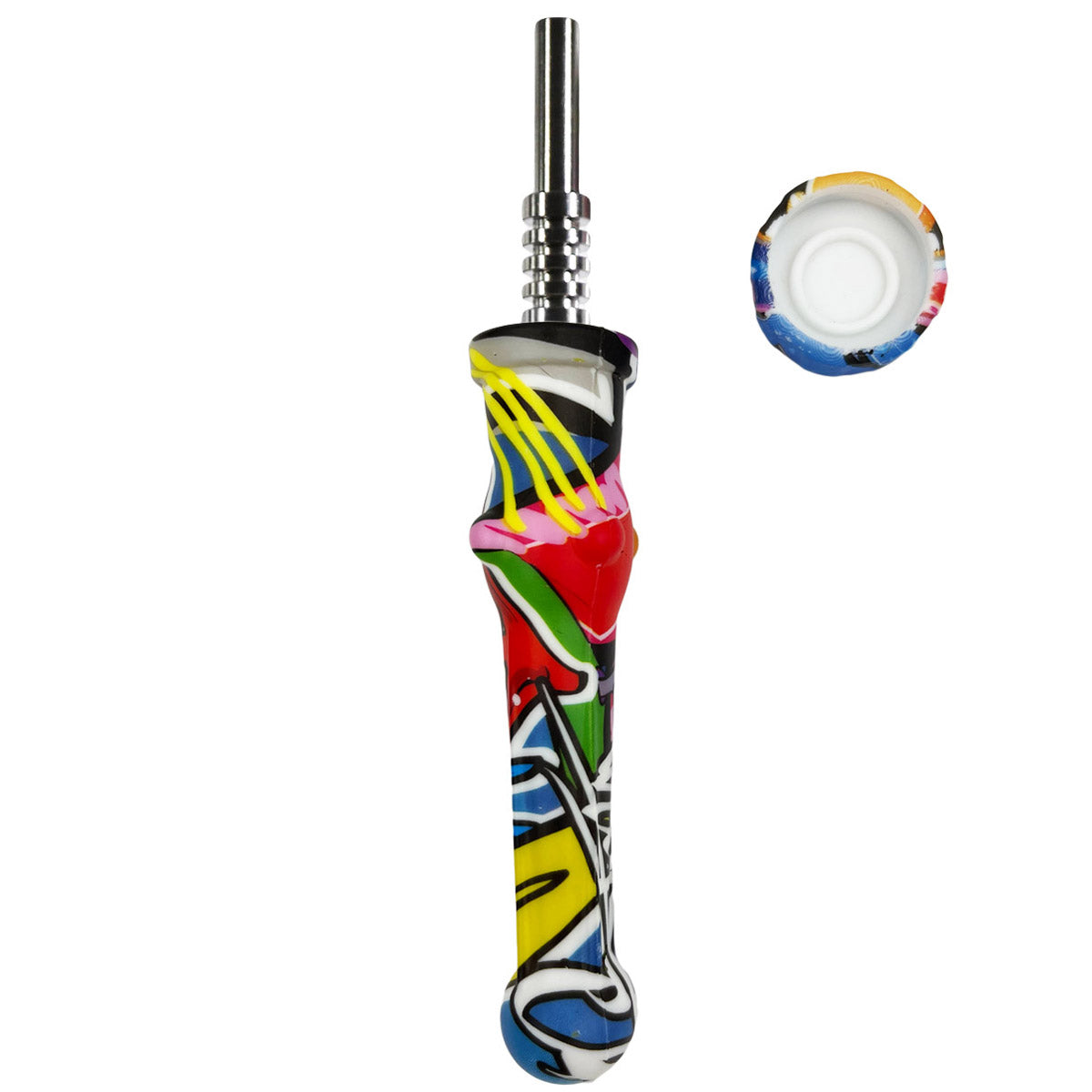 7.5" Sil. Nectar Collector Straw w/ 14mm Nail & Dab Dish - Now Over 20 Prints! [NC-S-7B]