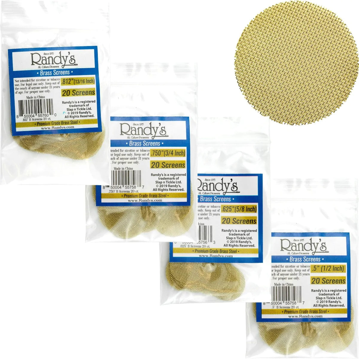 Randy's Screens - Brass or Stainless Steel - 720 Pcs (36 Packs of 20) - Assorted Sizes [R-B & R-S]