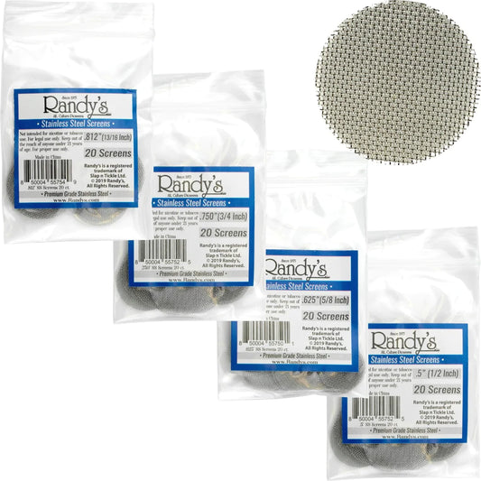 Randy's Screens - Brass or Stainless Steel - 720 Pcs (36 Packs of 20) - Assorted Sizes [R-B & R-S]