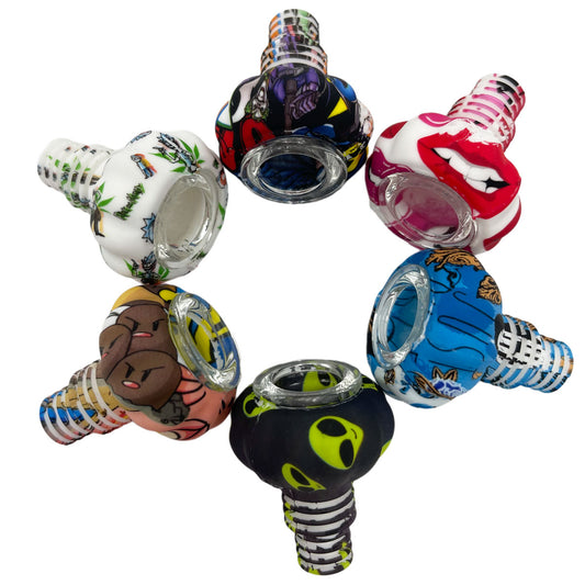 14/18mm Dual-Joint Hybrid Silicone & Glass Bowl - Assorted Colors [SB-3B]