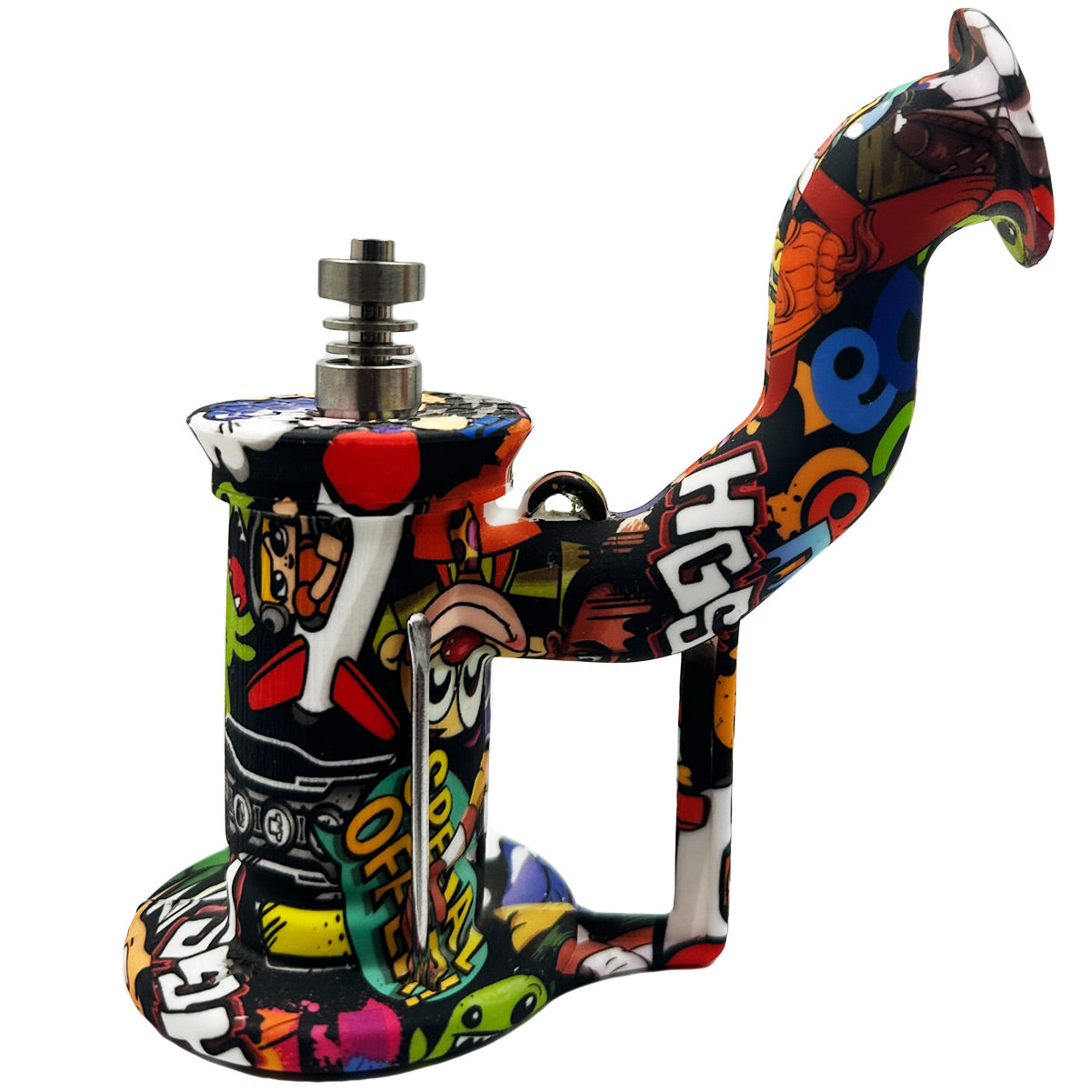 7.5" Oil Rig w/ Titanium Nail - Assorted Prints [WP-S-60B]