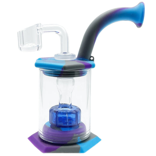 5” Hybrid Silicone & Glass Banger Hanger w/ Disc Perc - Assorted Colors [WP-H-110A]