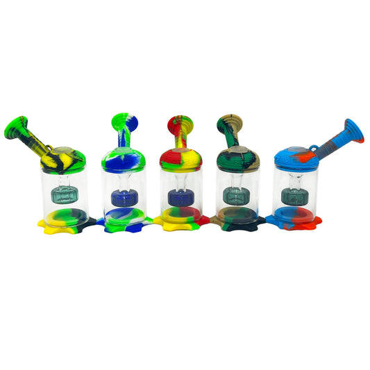 5” Hybrid Silicone & Glass Robot Banger Hanger w/ Disc Perc - Assorted Colors [WP-H-110B]