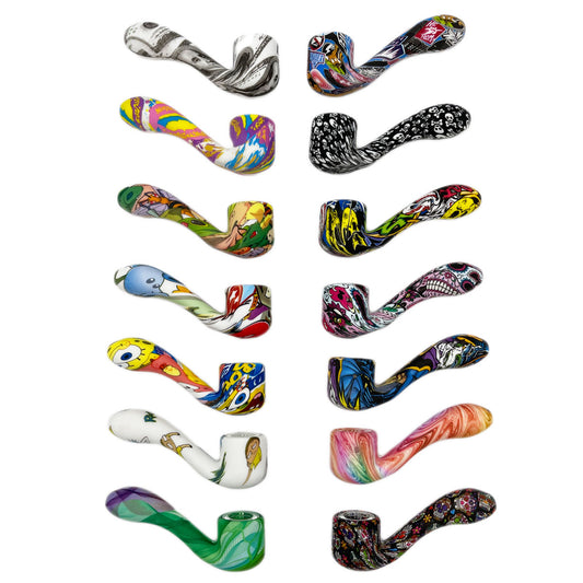 5" Silicone Sherlock Pipe w/ Glass Bowl - New Prints! [HP-S-117B]