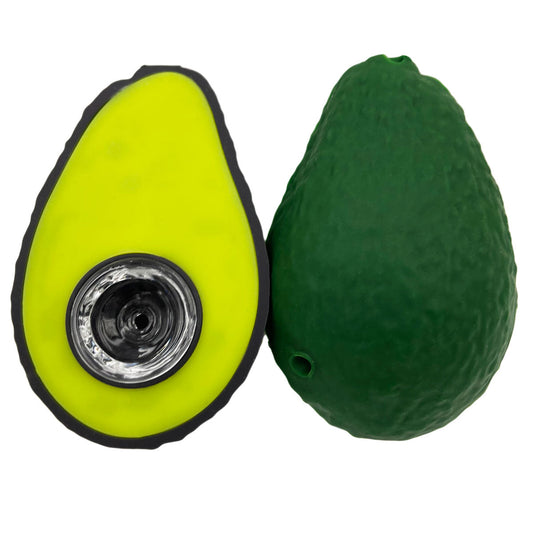 3.5" Silicone Avocado Pipe w/ Glass Bowl - 2 Colors [HP-S-123]