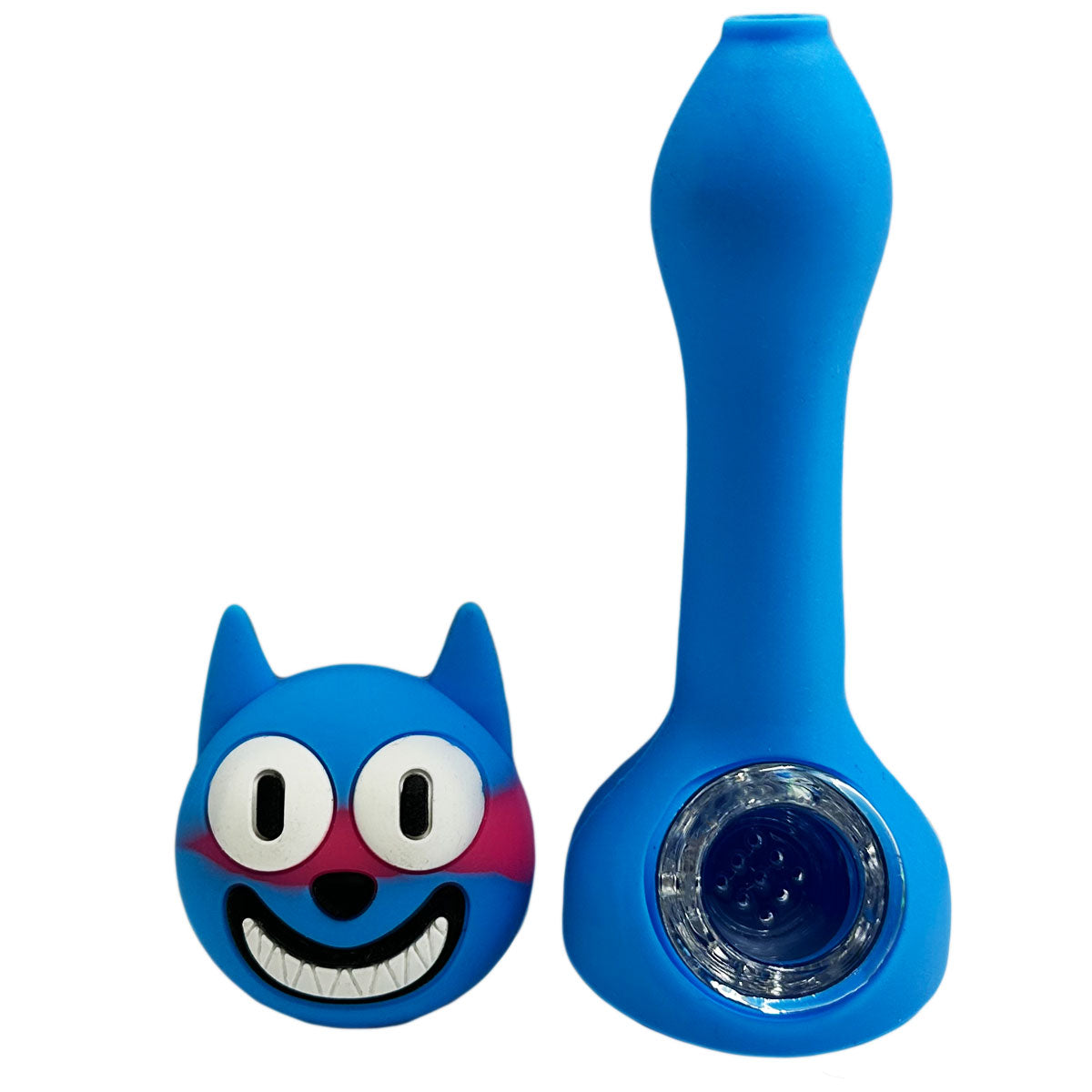 5" Silicone Glow-in-the-Dark Cat Hand Pipe w/ Glass Bowl [HP-S-33]