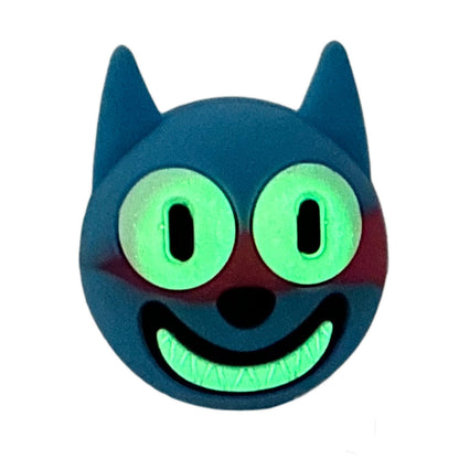 5" Silicone Glow-in-the-Dark Cat Hand Pipe w/ Glass Bowl [HP-S-33]