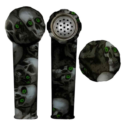 3.5" Silicone Hand Pipe w/ Metal Bowl, Lid & Carb in - Choose From Over 40 Prints! [HP-S-36]