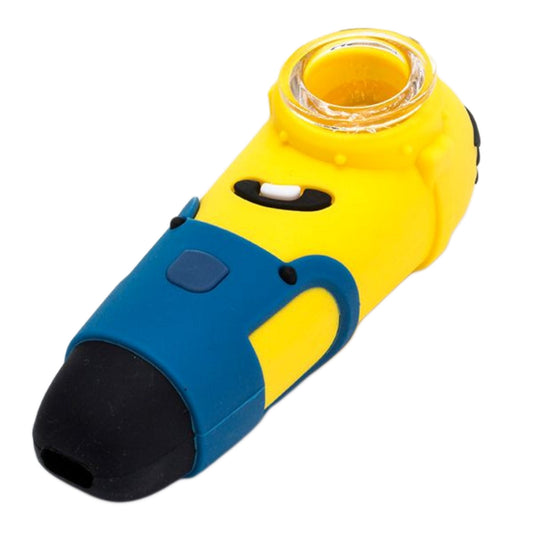 4" One-Eyed Silicone Yellow Cartoon Monster Hand Pipe w/ Glass Bowl [HP-S-37]