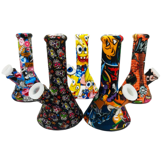 5.1” Silicone Beaker Water Pipe - New Prints! [WP-S-124B]