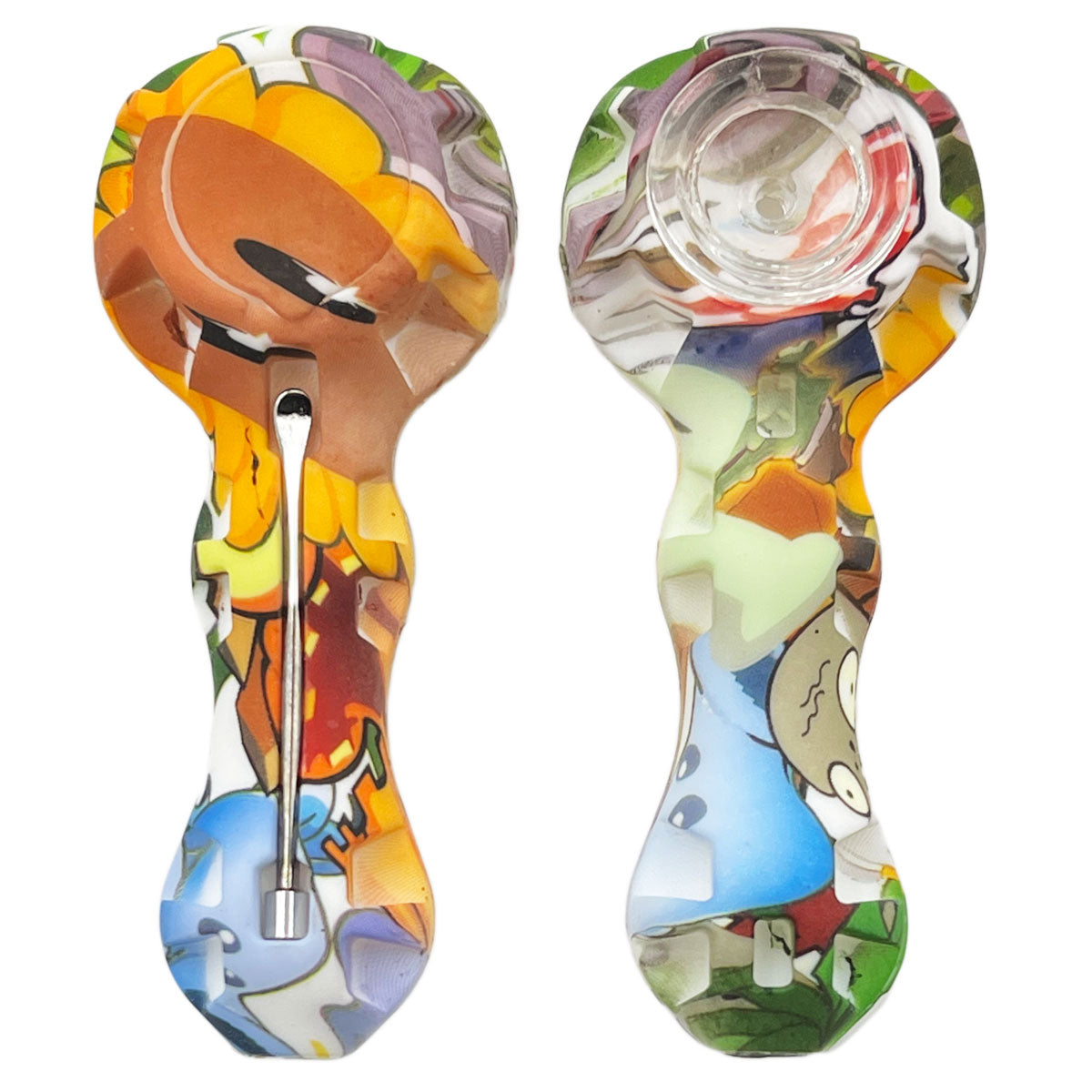 4.25" Silicone Hand Pipe w/ Glass Bowl, Dab Tool & Dish - Now Over 2 Dozen Prints [HP-S-6B]