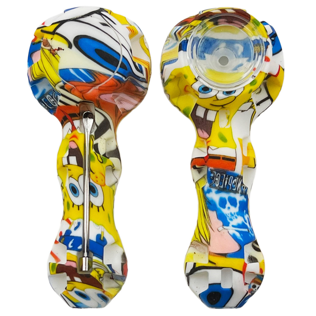 4.25" Silicone Hand Pipe w/ Glass Bowl, Dab Tool & Dish - Now Over 2 Dozen Prints [HP-S-6B]