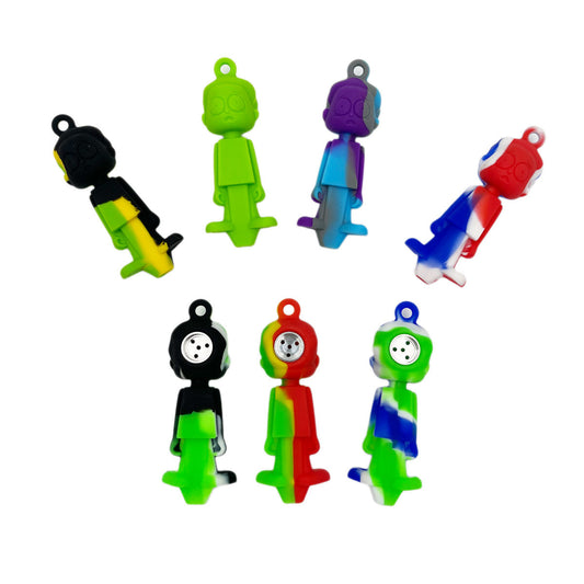 4" Silicone Crazy Guys Hand Pipe - 2 Styles - Assorted Colors [HP-S-81A & HP-S-81B]