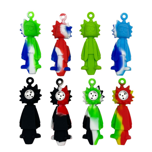 4" Silicone Crazy Guys Hand Pipe - 2 Styles - Assorted Colors [HP-S-81A & HP-S-81B]