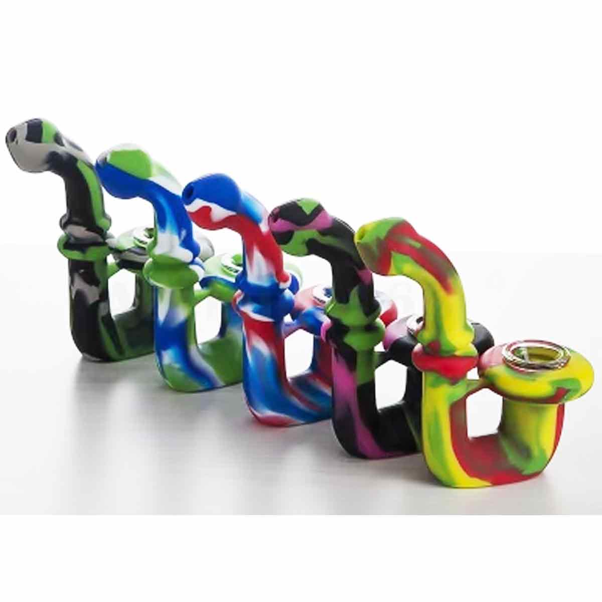 5" Silicone Sherlock Pipe w/ Glass Bowl - Assorted Colors [HP-S-88]