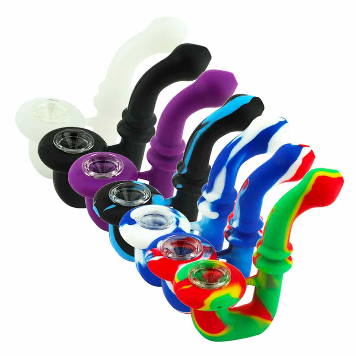 5" Silicone Sherlock Pipe w/ Glass Bowl - Assorted Colors [HP-S-88]