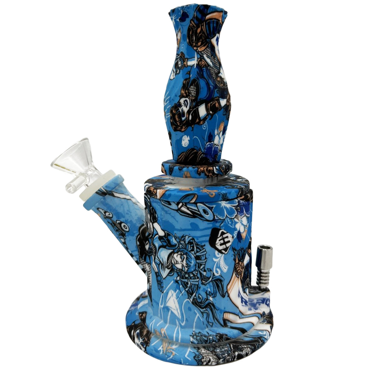 9.5" Four Way Hybrid Water Pipe, Dab Rig & Nectar Collector - Assorted Prints [WP-H-87B]