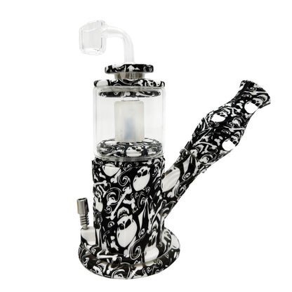9.5" Four Way Hybrid Water Pipe, Dab Rig & Nectar Collector - Assorted Prints [WP-H-87B]