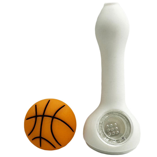 5" Silicone Basketball Hand Pipe w/ Glass Bowl - Assorted Colors [HP-S-137]