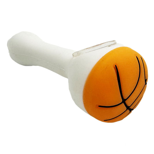 5" Silicone Basketball Hand Pipe w/ Glass Bowl - Assorted Colors [HP-S-137]
