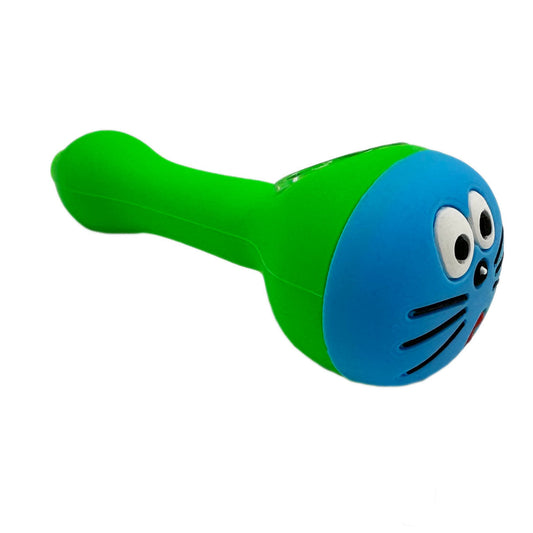 5" Silicone Cat Hand Pipe w/ Glass Bowl - Assorted Colors [HP-S-135]