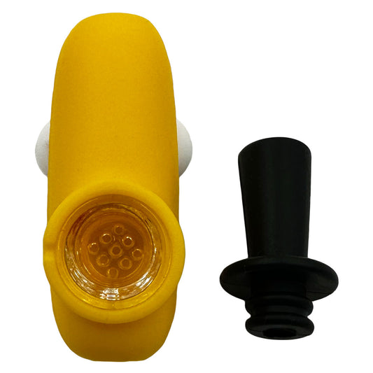 4" Silicone Mr. Crazy Guys Cartoon Pipe w/ Glass Bowl - Assorted Colors [HP-S-132]