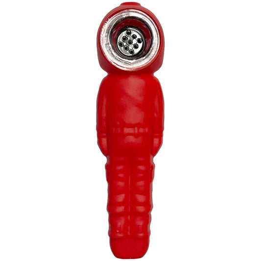 4.5" Silicone Red Henchmen Hand Pipe w/ Glass Bowl - Assorted Styles [HP-S-131]