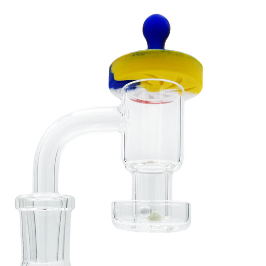 Terp Slurp Vacuum Flat Top Quartz Banger Set w/ Pearls & Silicone Cap - All 12 Joint Sizes & Angles [QB-TSV]