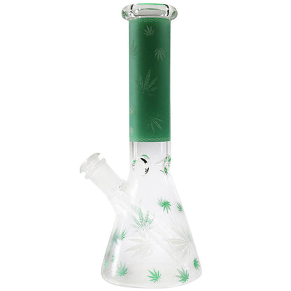 10" Beaker w/ Glow-in-the-Dark Leaf Design - Assorted Colors [WP-G-150]