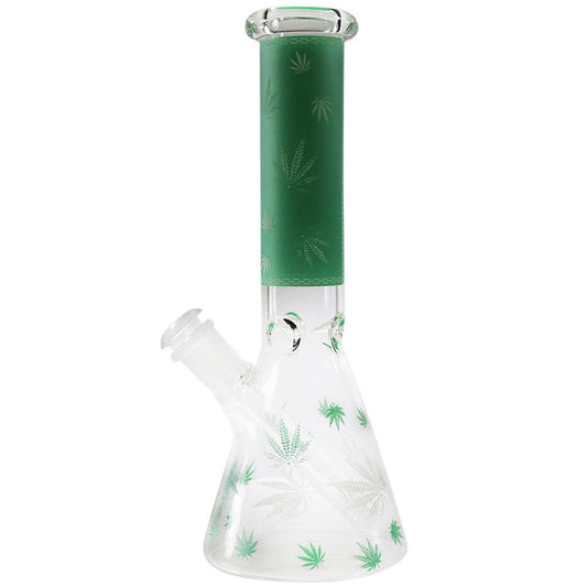 10" Beaker w/ Glow-in-the-Dark Leaf Design - Assorted Colors [WP-G-150]