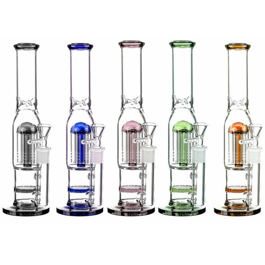 10" Straight Tube w/ Two Perc's - Assorted Colors [WP-G-169]