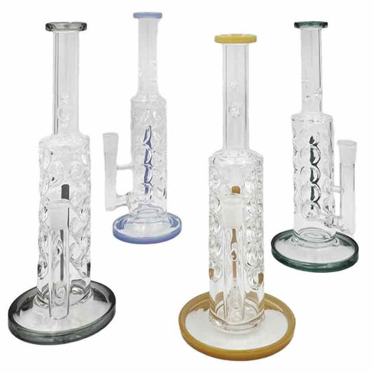 11” Straight Tube w/ 3D Design & Inline Perc - Assorted colors [WP-G-233]