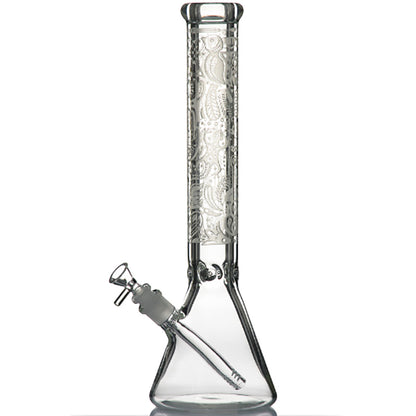 16" 9mm Super Heavy Beaker w/ Deep Sandblasting - Assorted Designs [WP-G-244]