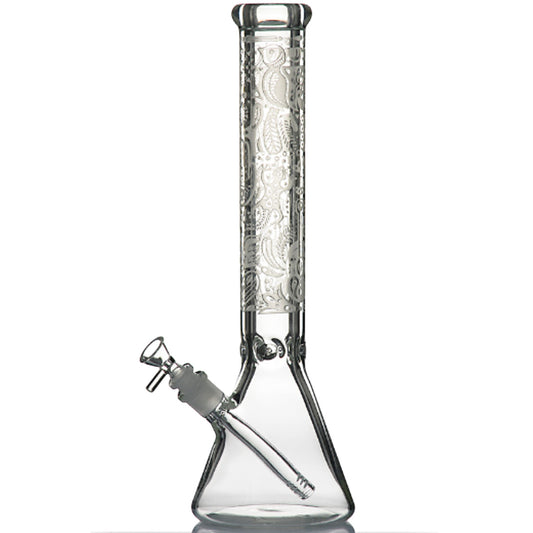 16" 9mm Super Heavy Beaker w/ Deep Sandblasting - Assorted Designs [WP-G-244]