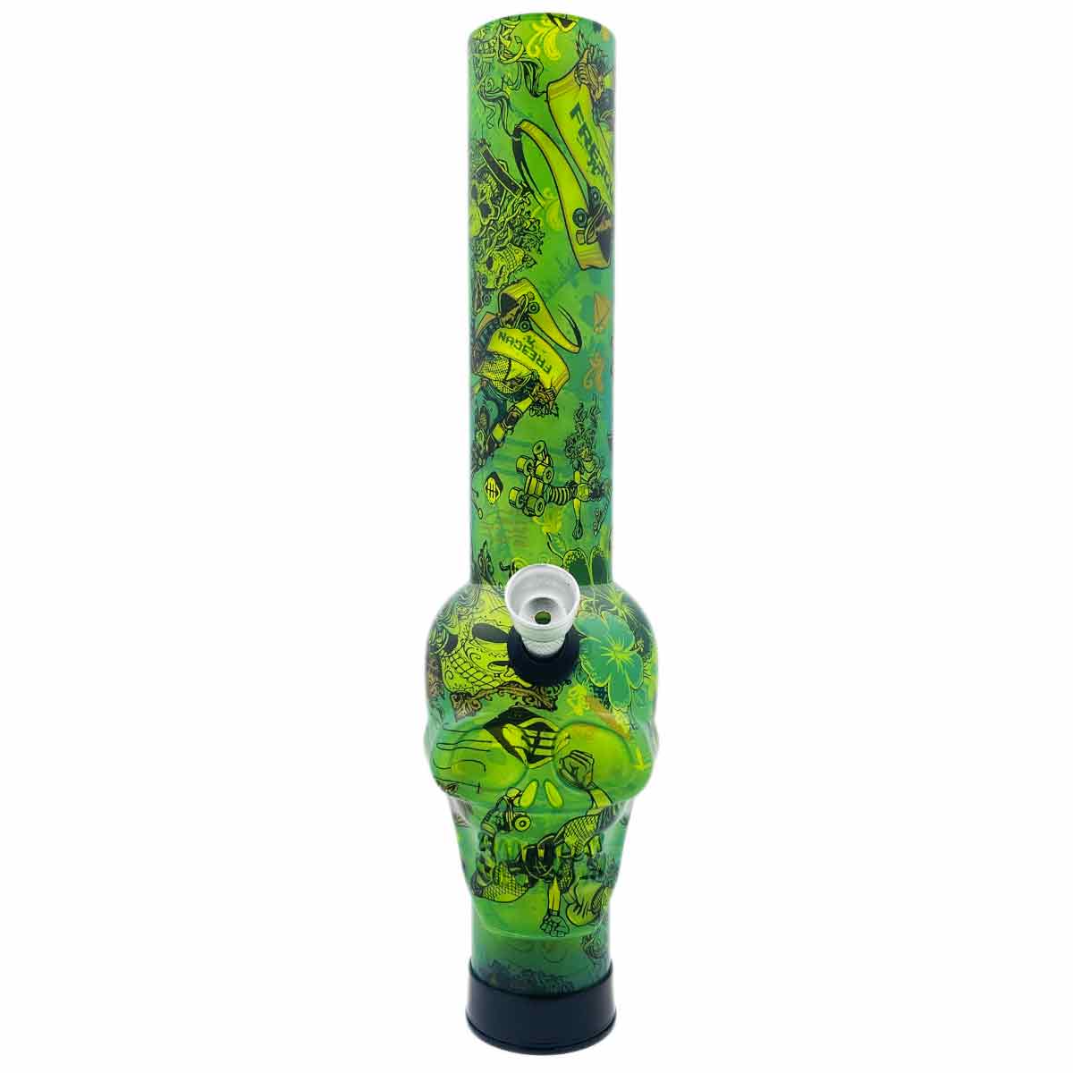 10” Acrylic Water Pipe - Skull Shape - Assorted Prints [WP-A-3]