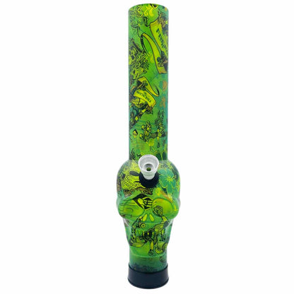 10” Acrylic Water Pipe - Skull Shape - Assorted Prints [WP-A-3]