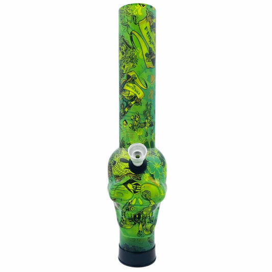 10” Acrylic Water Pipe - Skull Shape - Assorted Prints [WP-A-3]