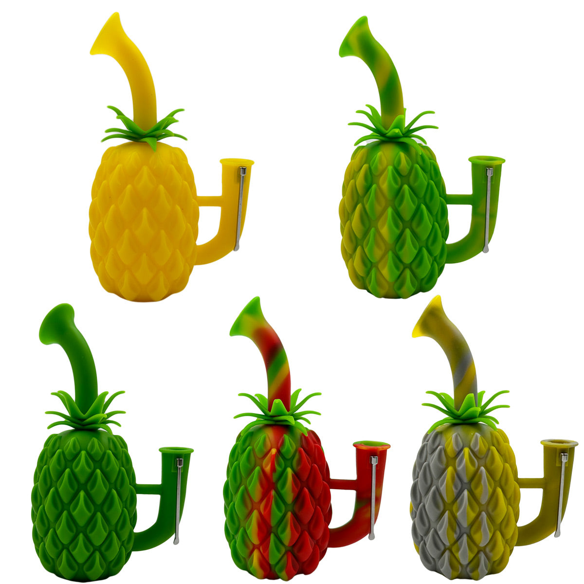 7” Pineapple W.P. w/ Built-In Stash Box, Dab Container & Dab Tool w/ Magnet - Assorted Colors [WP-S-170]