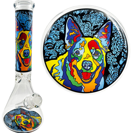 10.5" 5mm Beaker w/ Dog Design - Assorted Dogs [WP-G-249]