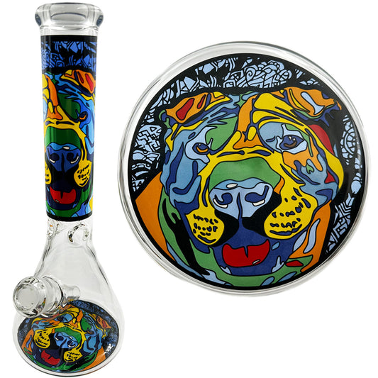14" 7mm Beaker w/ Dog Design - Assorted Dogs [WP-G-248]
