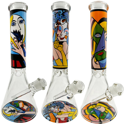 10.5" 5mm Beaker w/ Picasso Lady Designs - Assorted Prints [WP-G-251]