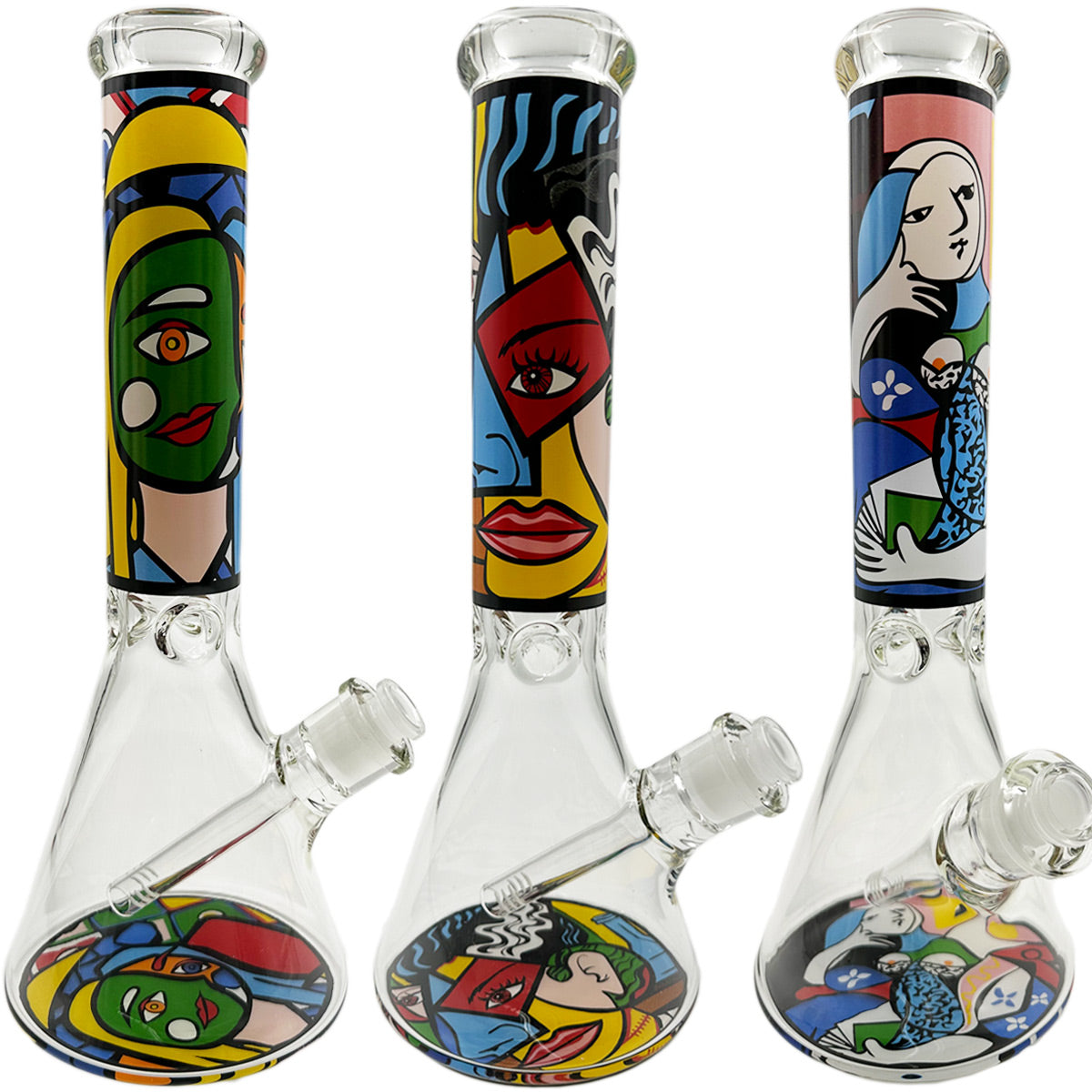 10.5" 5mm Beaker w/ Picasso Lady Designs - Assorted Prints [WP-G-251]