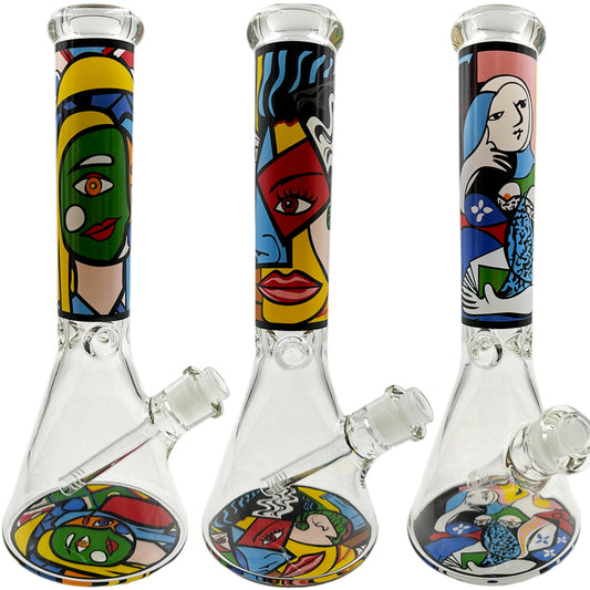 10.5" 5mm Beaker w/ Picasso Lady Designs - Assorted Prints [WP-G-251]