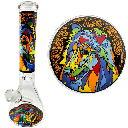 14" 7mm Beaker w/ Dog Design - Assorted Dogs [WP-G-248]